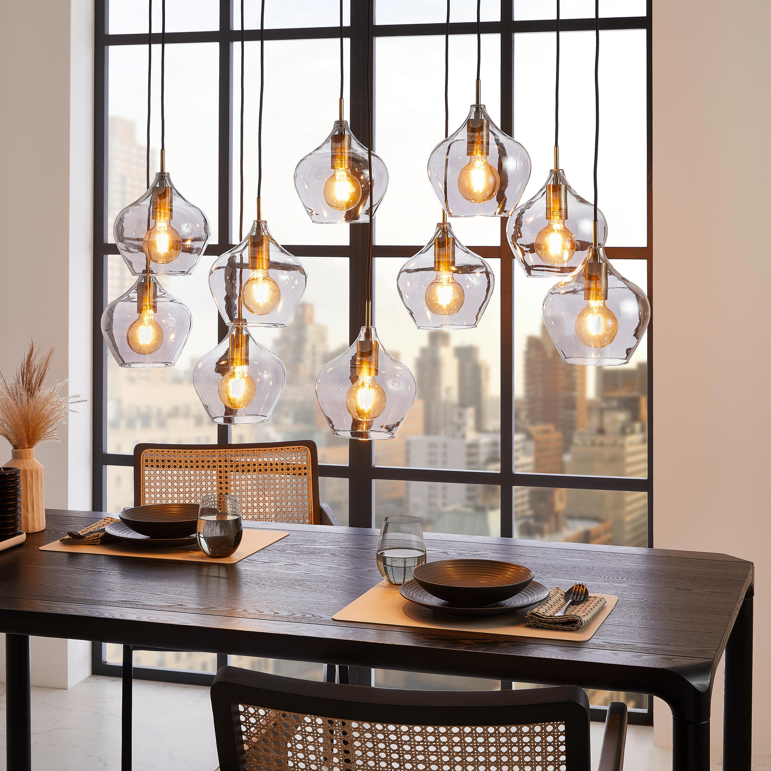 HÄNGELEUCHTE 124/60/35 cm   - Bronzefarben, Design, Glas (124/60/35cm) - Light & Living