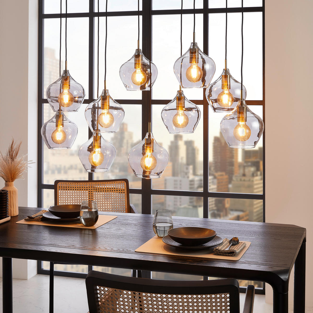 HÄNGELEUCHTE 124/60/35 cm   - Bronzefarben, Design, Glas (124/60/35cm) - Light & Living