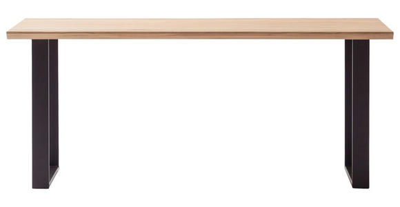 SCHREIBTISCH 160/80/76 cm  in Eiche Bianco  - Eiche Bianco/Schwarz, KONVENTIONELL, Holz/Metall (160/80/76cm) - Linea Natura