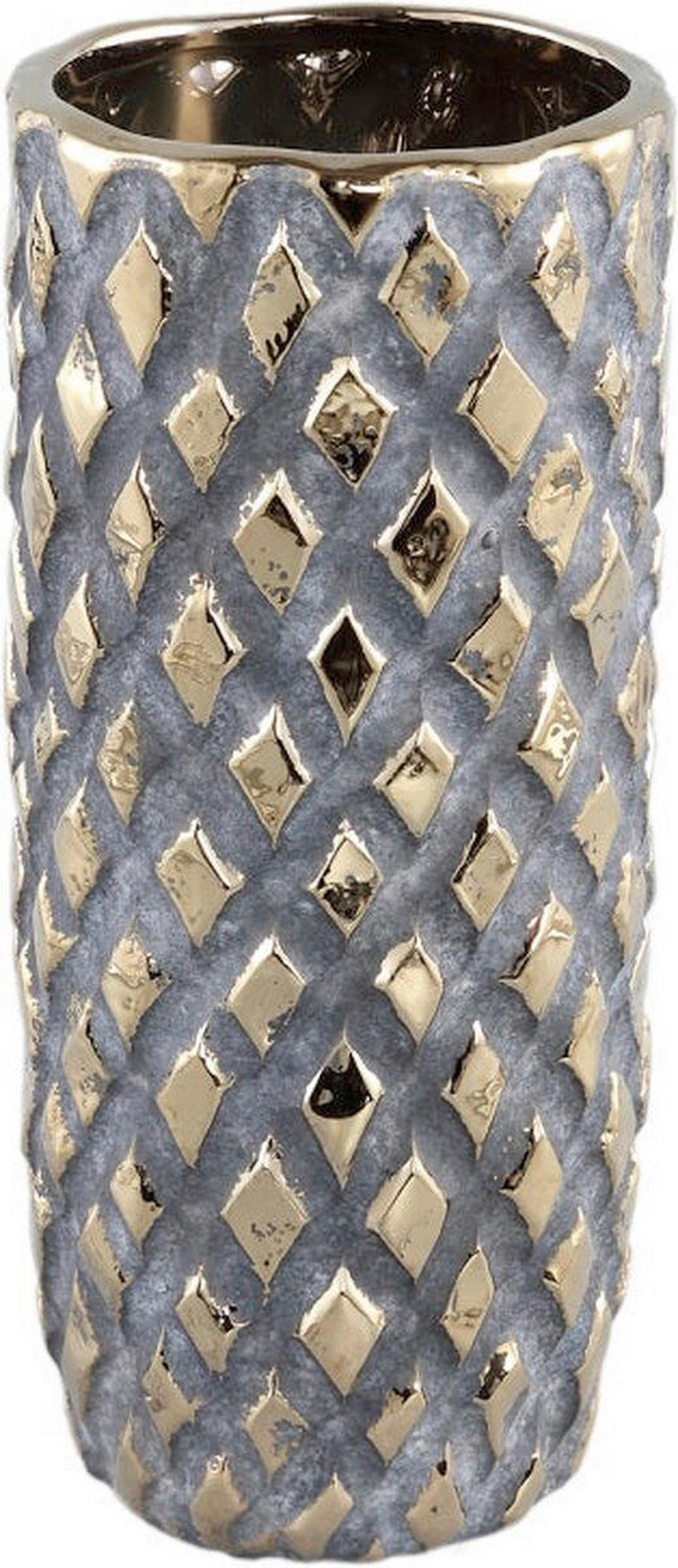 VAZA DEKORATIVNA     keramika   - siva/zlatne boje, Design, keramika (35.5/14.5/14.5cm)