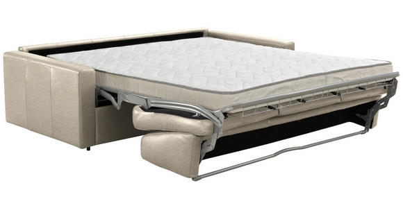 SCHLAFSOFA Bard in Echtleder Beige  - Beige/Schwarz, KONVENTIONELL, Leder/Kunststoff (206/81/96cm) - Novel