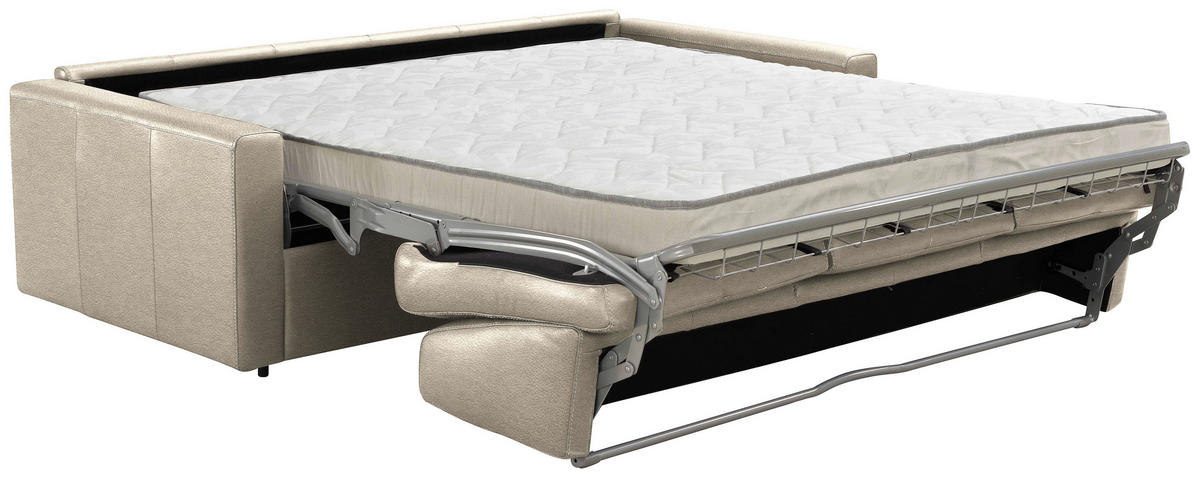 SCHLAFSOFA Beige  - Beige/Schwarz, Konventionell, Leder/Kunststoff (206/81/96cm) - Novel