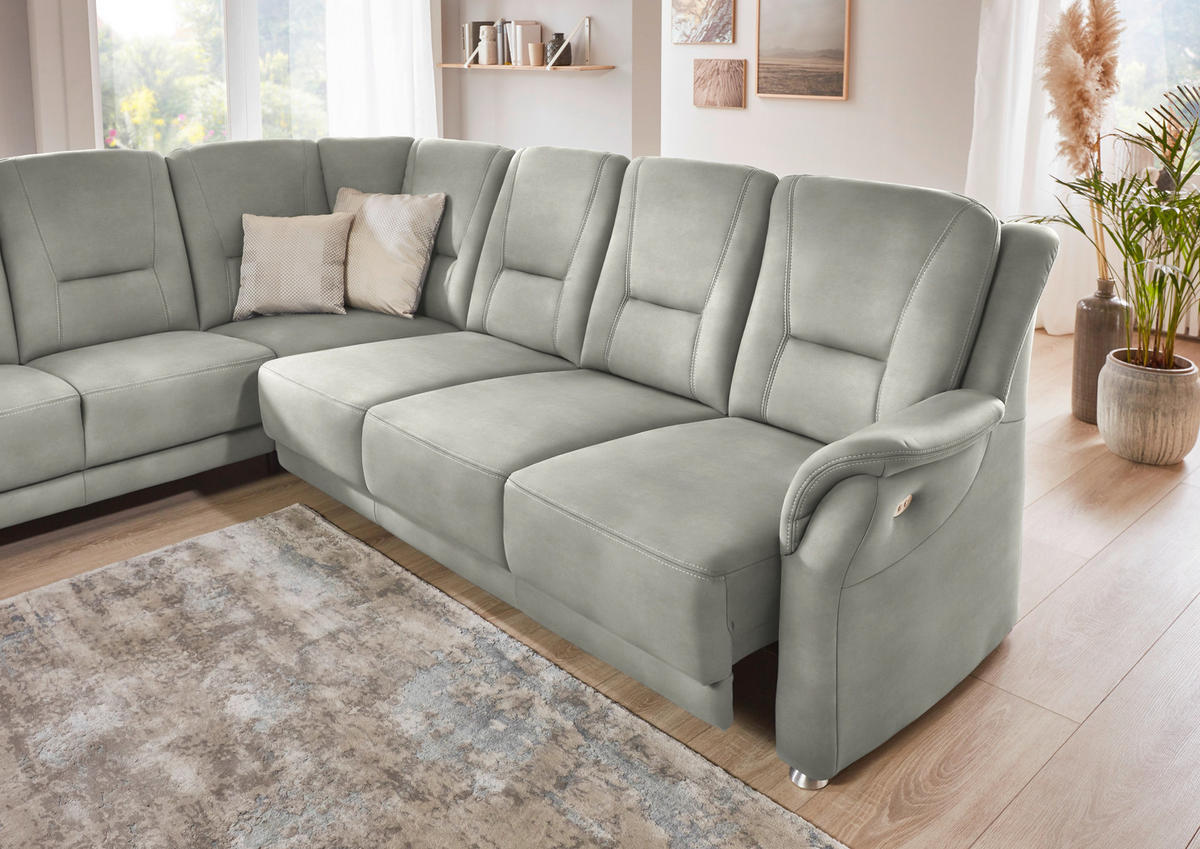 ECKSOFA  in Mikrofaser Silberfarben  223/275 cm  - Beige/Silberfarben, KONVENTIONELL, Textil/Metall (223/275cm) - Beldomo Comfort