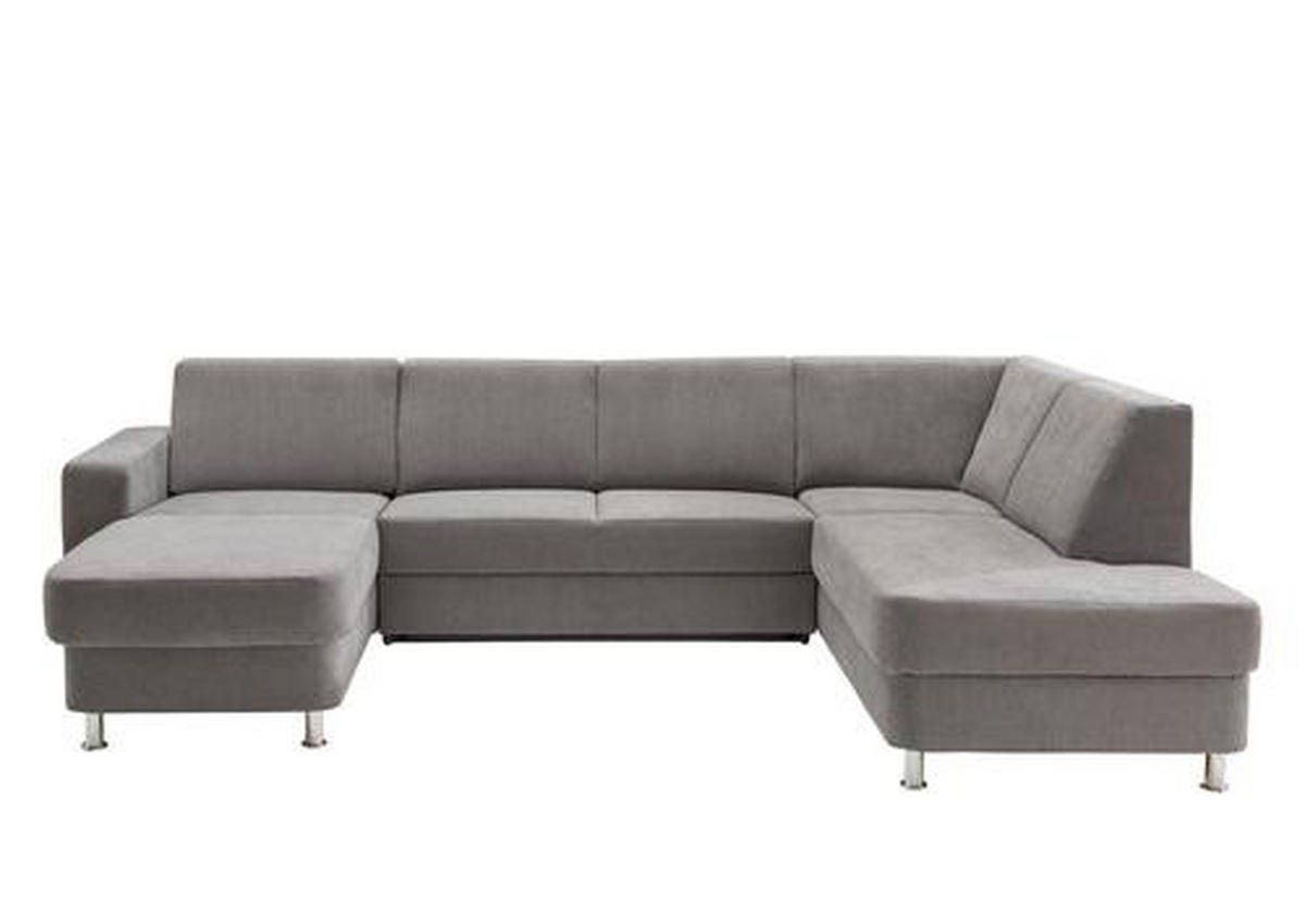SEDEŽNA GARNITURA, šenilja siva  - barve kroma/siva, Design, umetna masa/tekstil (165/301/198cm) - Xora