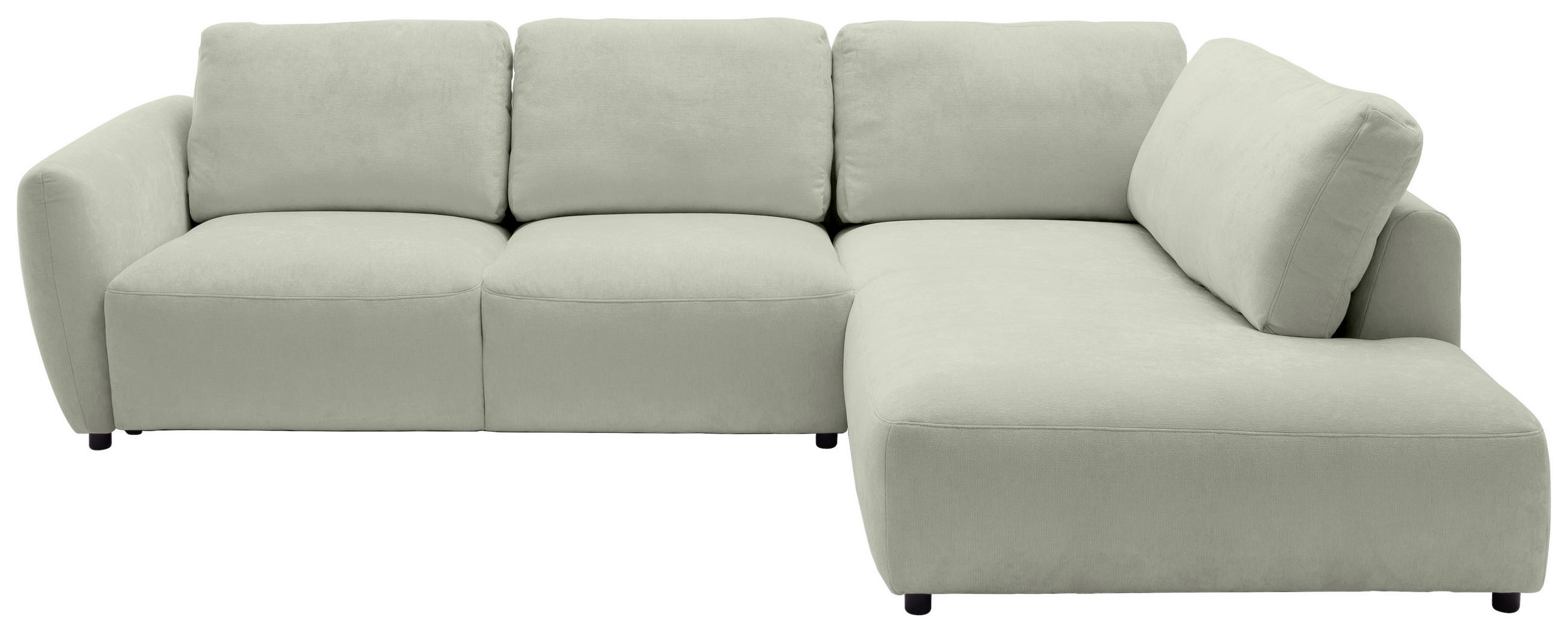 ECKSOFA  in Chenille Salbeigrün  307/224 cm  - Salbeigrün/Schwarz, KONVENTIONELL, Kunststoff/Textil (307/224cm) - Hom`in