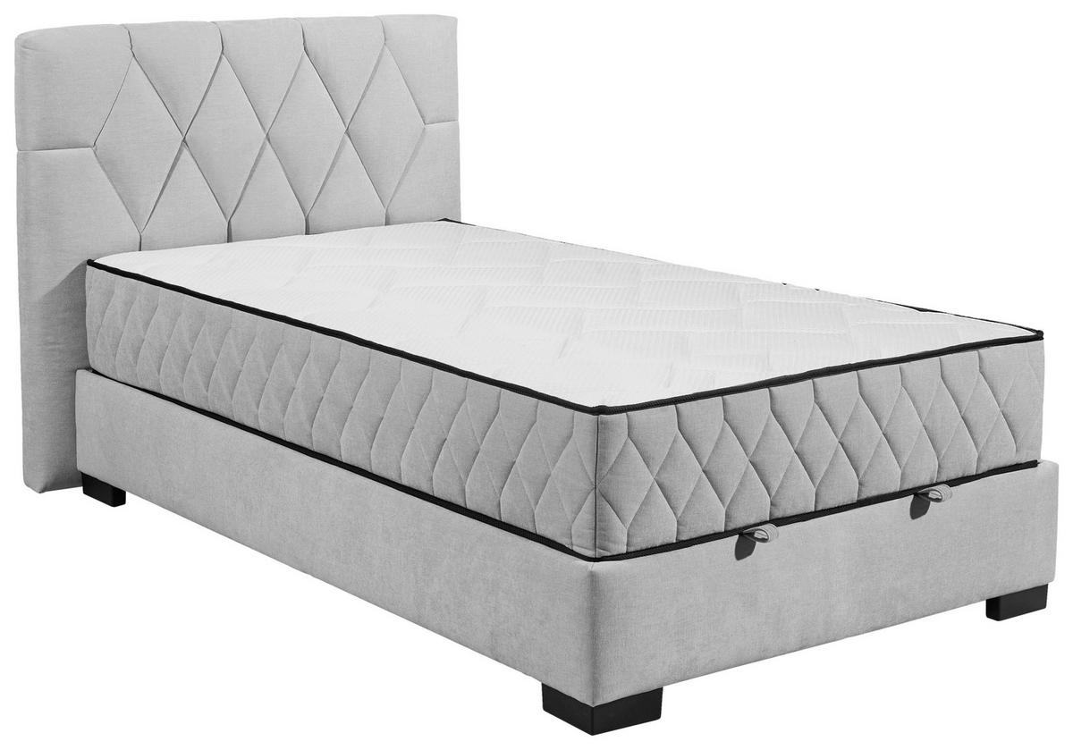 BOXBETT 120/200 cm  Hellgrau  - Hellgrau/Schwarz, Modern, Holzwerkstoff/Kunststoff (120/200cm) - MID.YOU