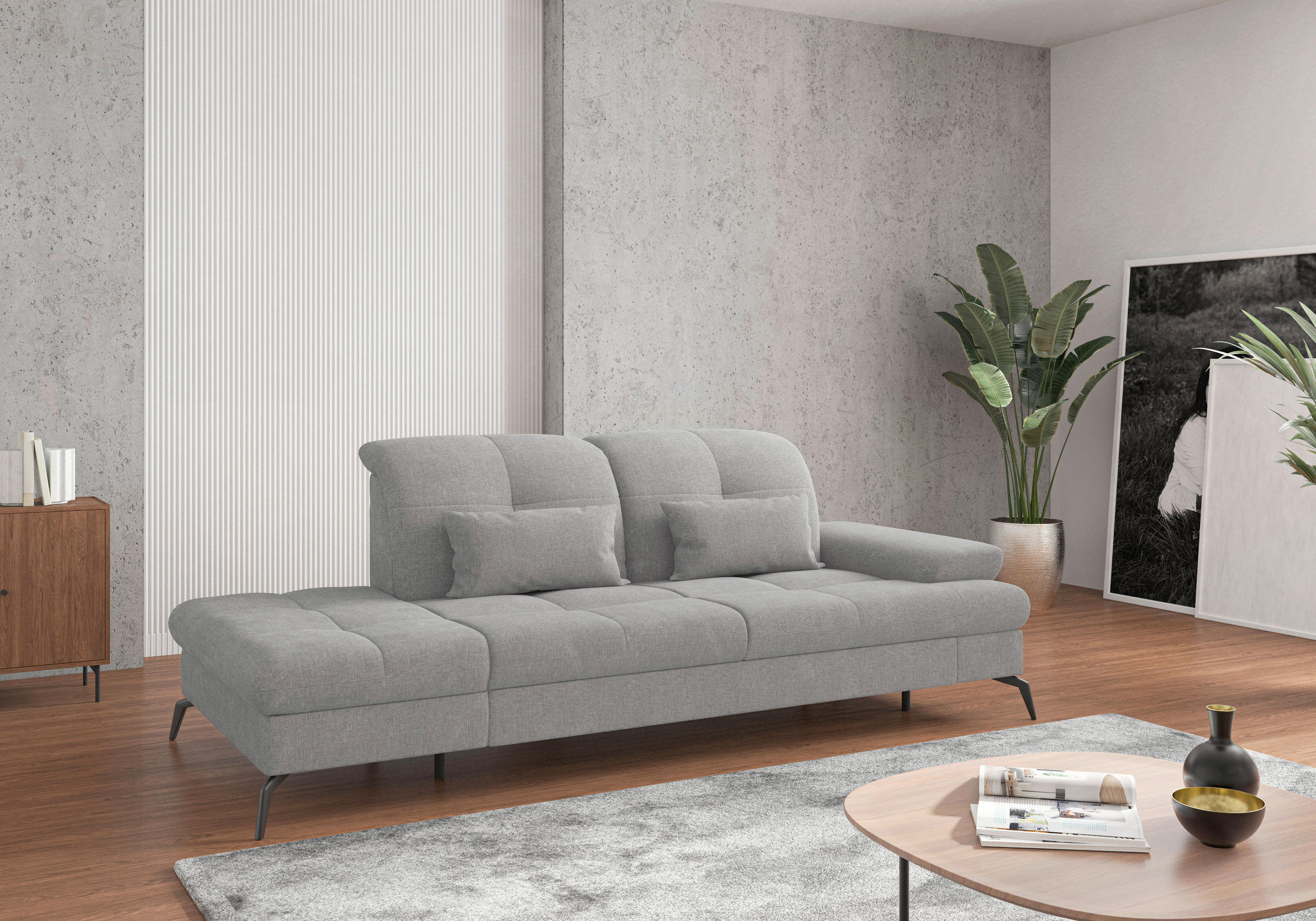 Sit & More Récamiere Hellgrau 231x90x122 cm