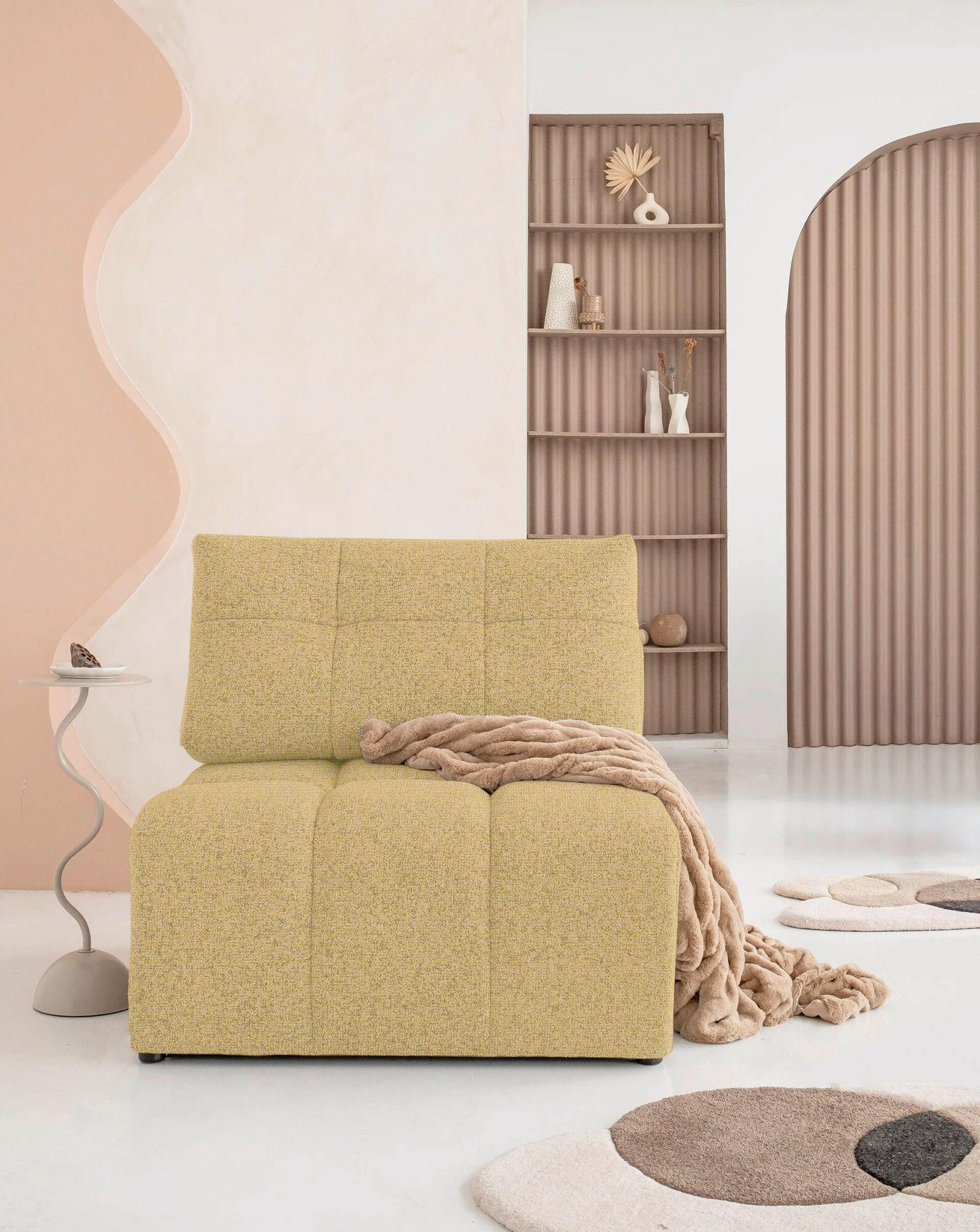 SOFAELEMENT  in Gelb  - Gelb/Schwarz, Design, Textil (96/94/96cm) - MID.YOU