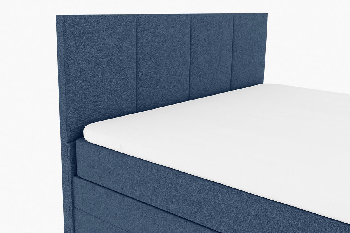 BOXSPRINGBETT 200/200 cm,  in Blau, Bettkasten, Topper, Matratzen, H3 = fest  - Chromfarben/Blau, KONVENTIONELL, Kunststoff/Textil (200/200cm) - Boxxx