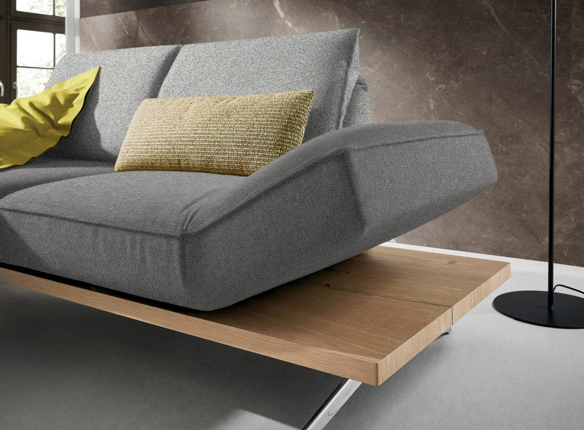 ECKSOFA in Flachgewebe Hellgrau  132/240 cm  - Chromfarben/Hellgrau, Design, Holz/Textil (132/240cm) - Koinor