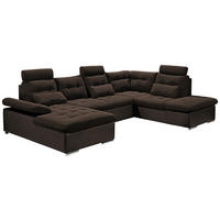WOHNLANDSCHAFT Dunkelbraun Webstoff  - Dunkelbraun/Silberfarben, MODERN, Textil (170/324/218cm) - MID.YOU