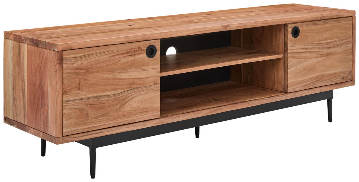 LOWBOARD  in 160/50/40 cm  - Schwarz/Naturfarben, LIFESTYLE, Holz/Kunststoff (160/50/40cm) - Livetastic