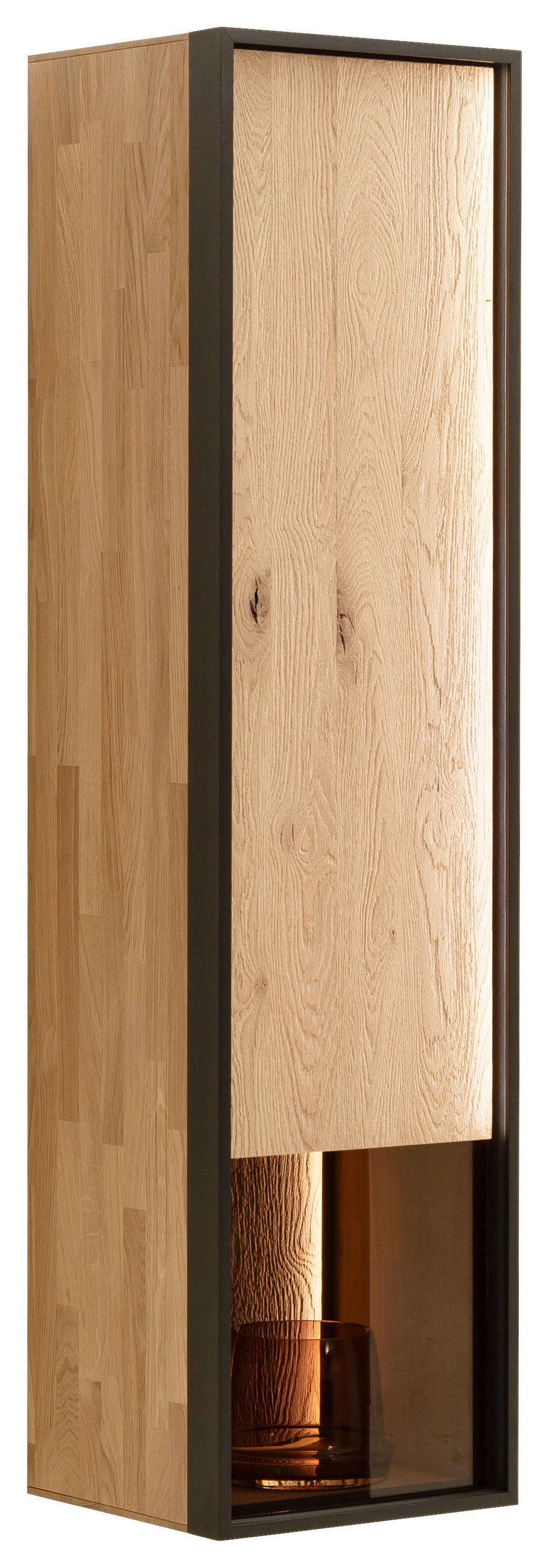 HÄNGEVITRINE in Anthrazit, Eichefarben   - Eichefarben/Anthrazit, Design, Glas/Holz (38/154/37cm) - Schöner Wohnen