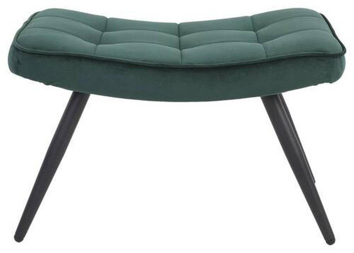 HOCKER Uta Samt Grün  - Schwarz/Grün, MODERN, Textil/Metall (60/39/41cm) - MID.YOU