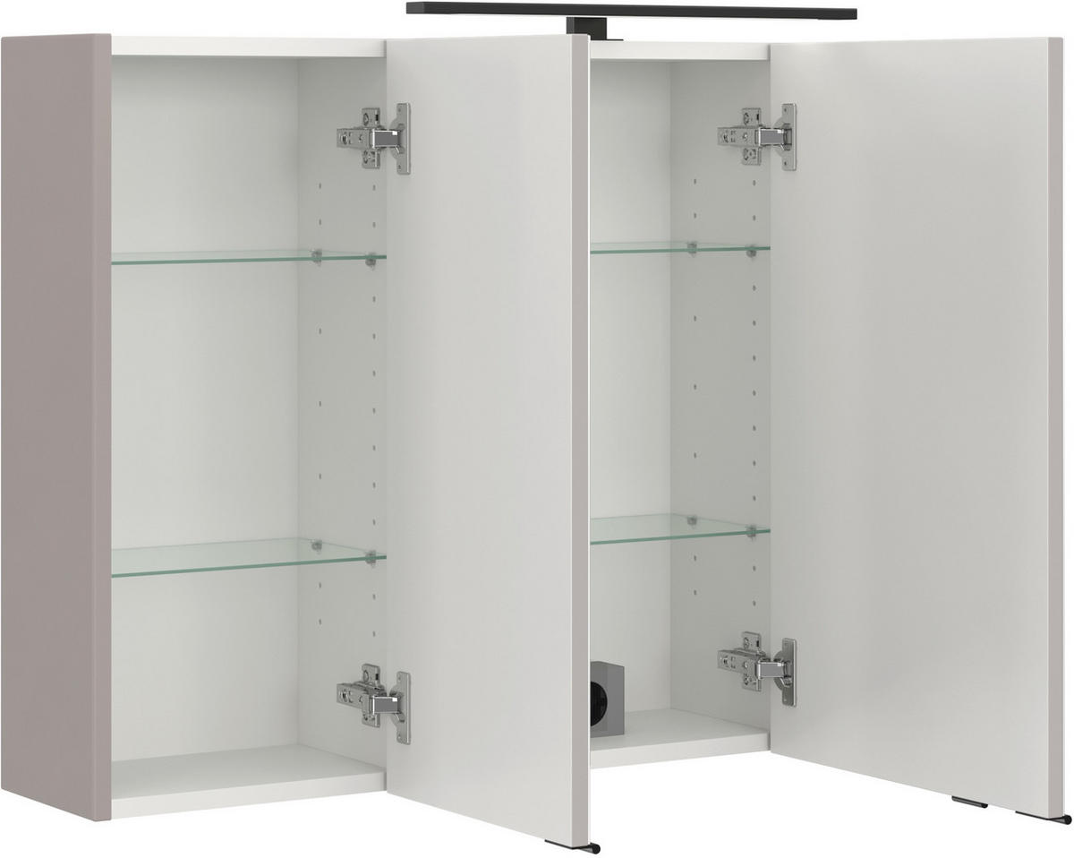 SPIEGELSCHRANK 100/64/20 cm  - Kaschmir/Schwarz, KONVENTIONELL, Glas/Holzwerkstoff (100/64/20cm) - Xora