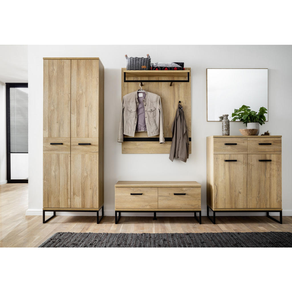 Thumbnail - Xxxl Garderobenpaneel, Schwarz, Eiche, Metall, Holzwerkstoff, 90x113x28 cm, Hutablage, Kleiderstange, Garderobe, Gardero...