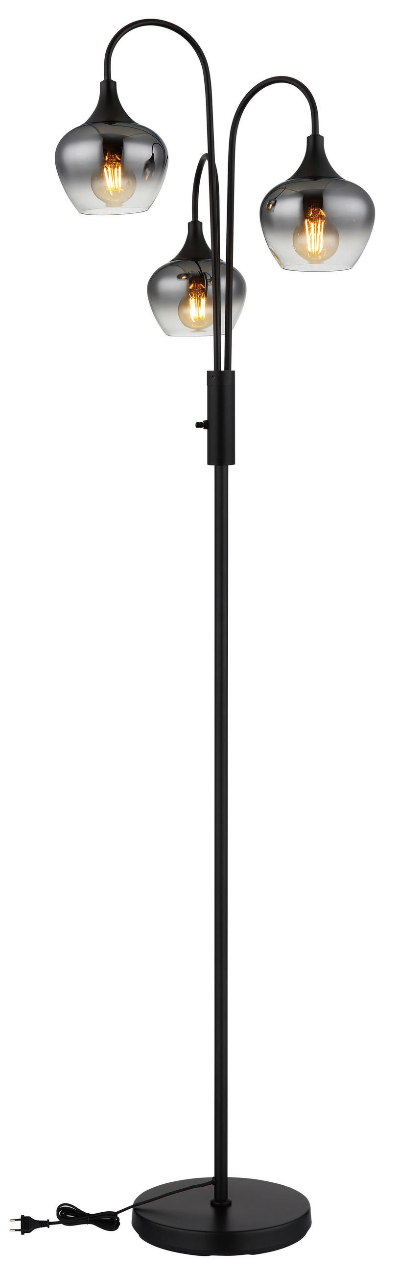 STEHLEUCHTE - Schwarz, Basics, Glas/Metall (43/165cm) - Globo