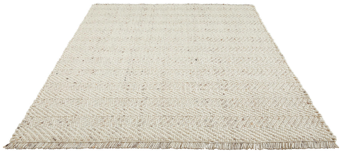 HANDWEBTEPPICH 160/230 cm Kärnten Weiß, Beige  - Beige/Weiß, Basics, Textil (160/230cm) - Linea Natura