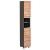 HOCHSCHRANK 30/180/35 cm  - Chromfarben/Eiche Wotan, Modern, Holzwerkstoff/Kunststoff (30/180/35cm) - Held