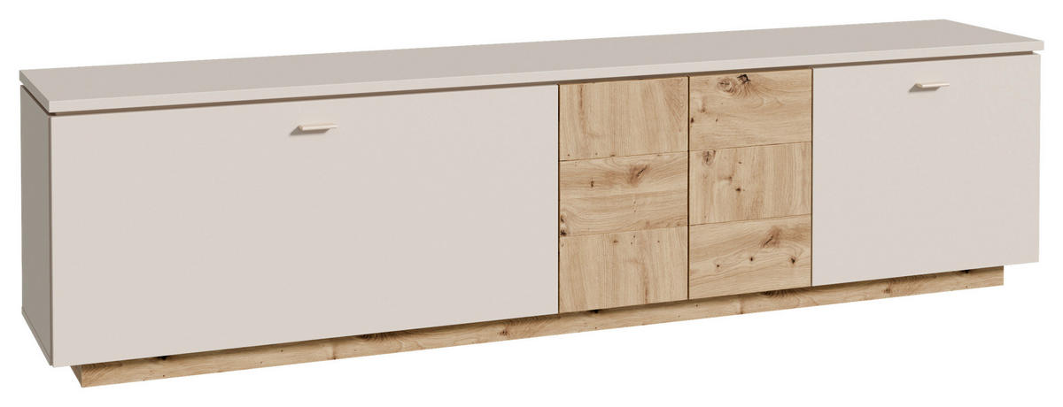 TV-ELEMENT barve hrasta, peščene barve  - siva/barve hrasta, Moderno, kovina/umetna masa (224,8/57,7/41,6cm) - Hom`in