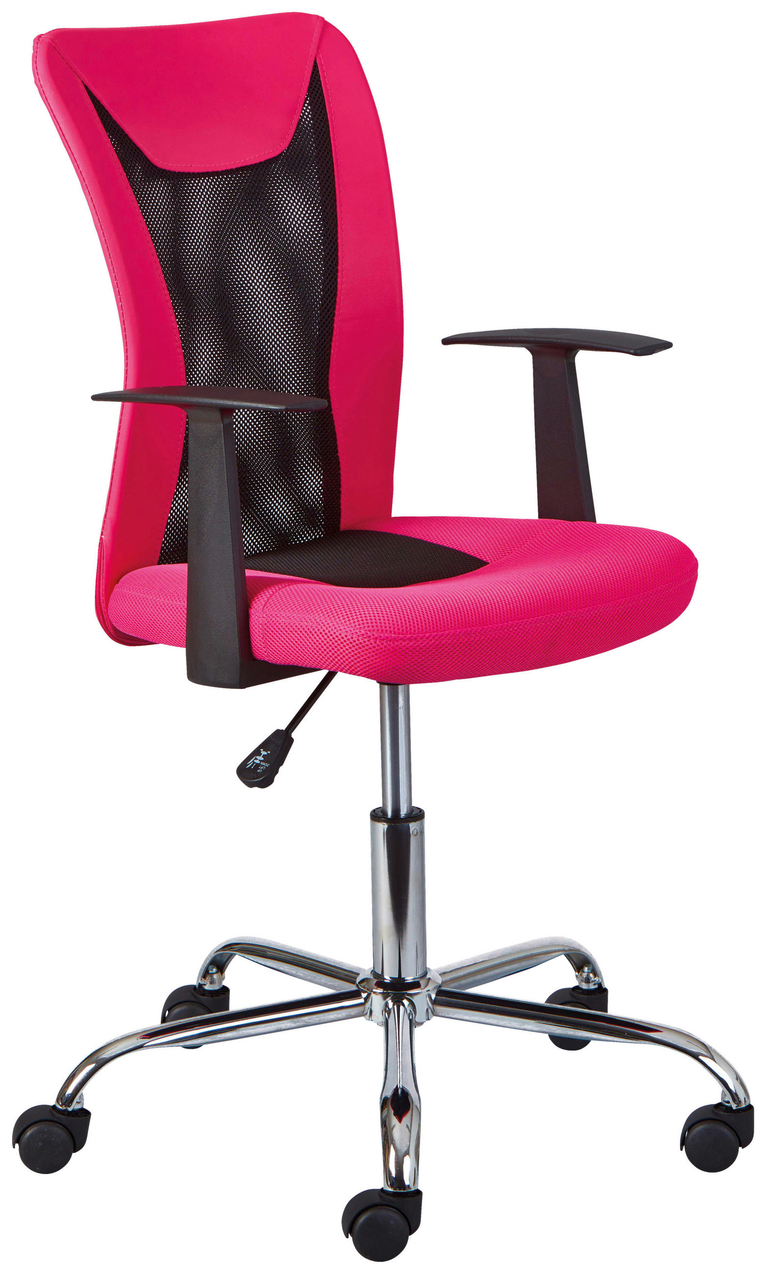JUGENDDREHSTUHL Schwarz, Chromfarben, Pink  - Chromfarben/Pink, Basics, Kunststoff/Metall (55/85-95/54,50cm) - MID.YOU