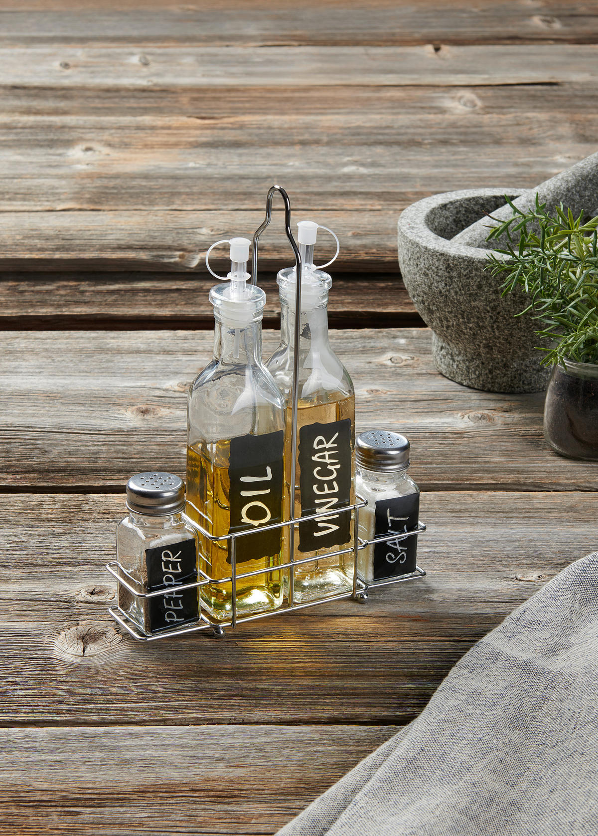 MENAGE-SET 5-teilig  - Klar, Basics, Glas/Kunststoff - Homeware Profession.