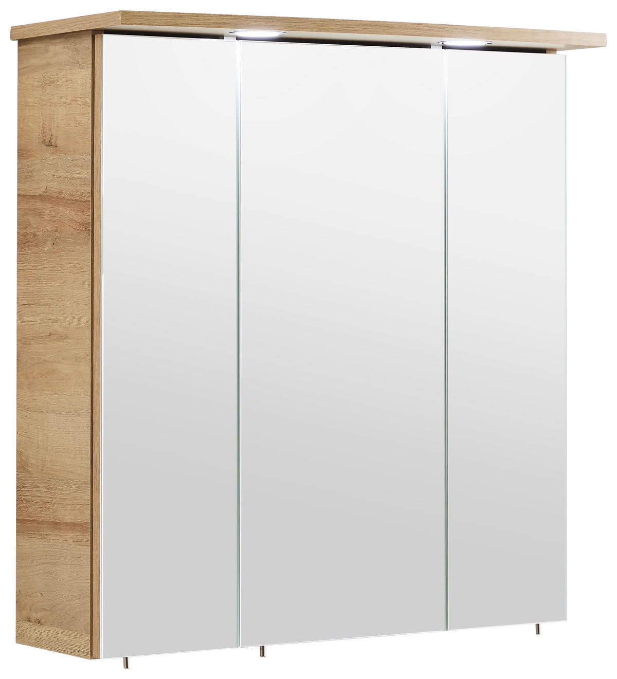 TÜKRÖS SZEKRÉNY 65/72/20 cm  - krómszínű/tölgyfa színű, Konventionell, faalapú anyag/üveg (65/72/20cm) - Xora