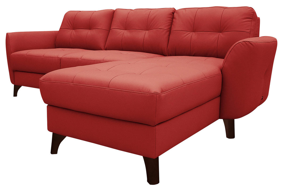 ECKSOFA in Lederlook Echtleder Rot  - Buchefarben/Rot, Design, Leder/Holz (238/168cm) - Livetastic
