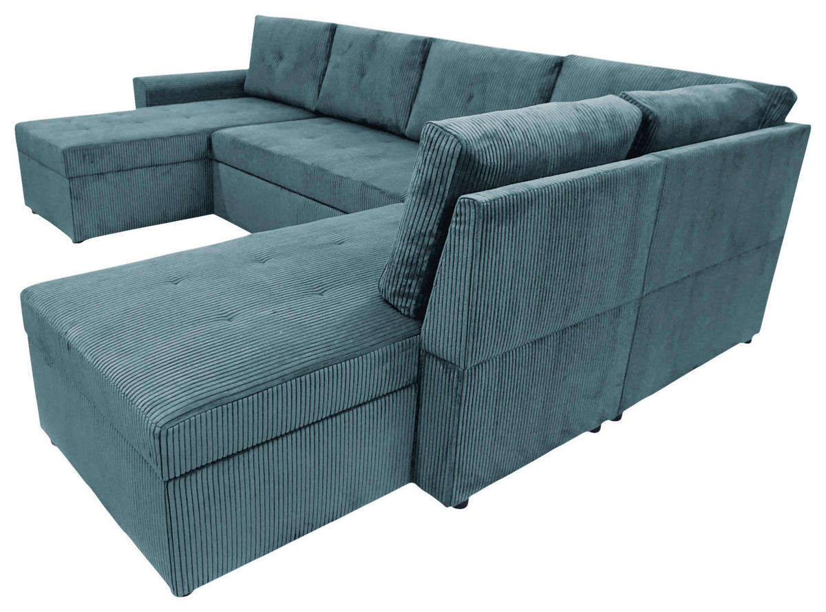 WOHNLANDSCHAFT TERMOLI Hellblau Cord  - Schwarz/Hellblau, Design, Kunststoff/Textil (155/297/212cm) - MID.YOU