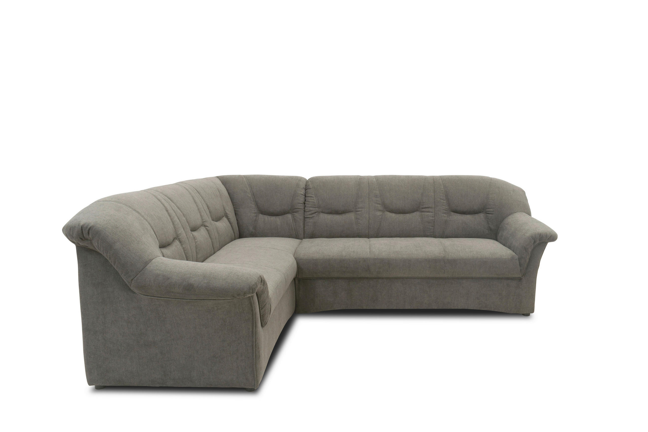 ECKSOFA Greige Mikrofaser  - Greige/Schwarz, KONVENTIONELL, Kunststoff/Textil (190/240cm) - MID.YOU
