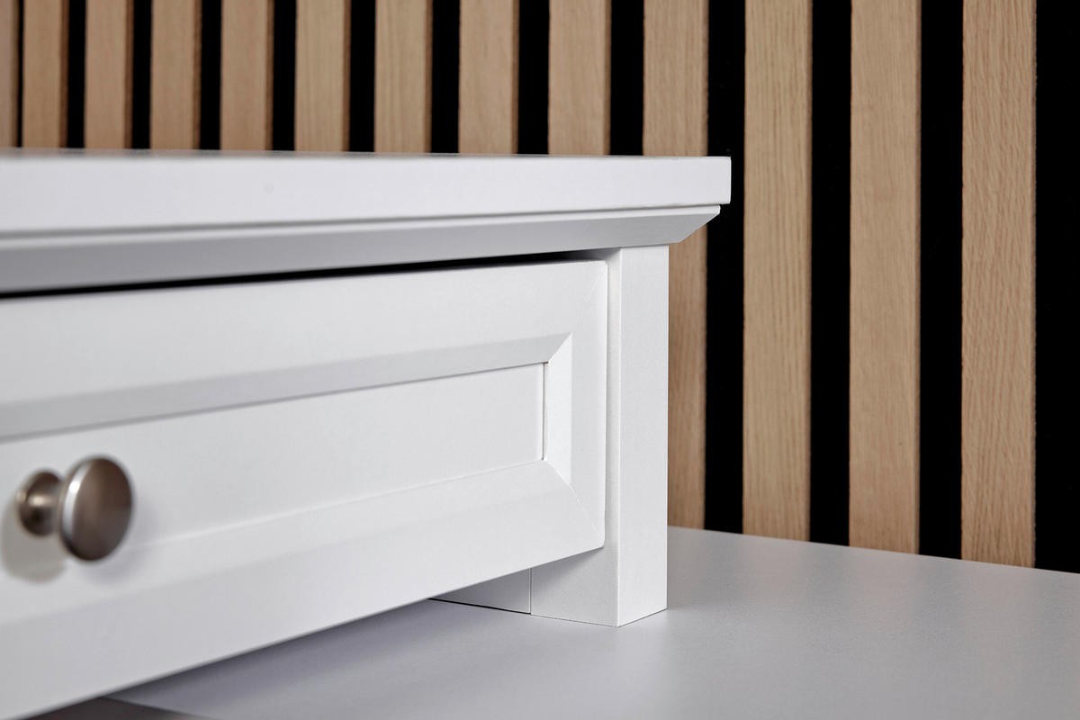 ECKSCHREIBTISCH 145/120/77 cm  in Weiss  - Weiss/Silberfarben, Modern, Holzwerkstoff/Metall (145/120/77cm) - MID.YOU
