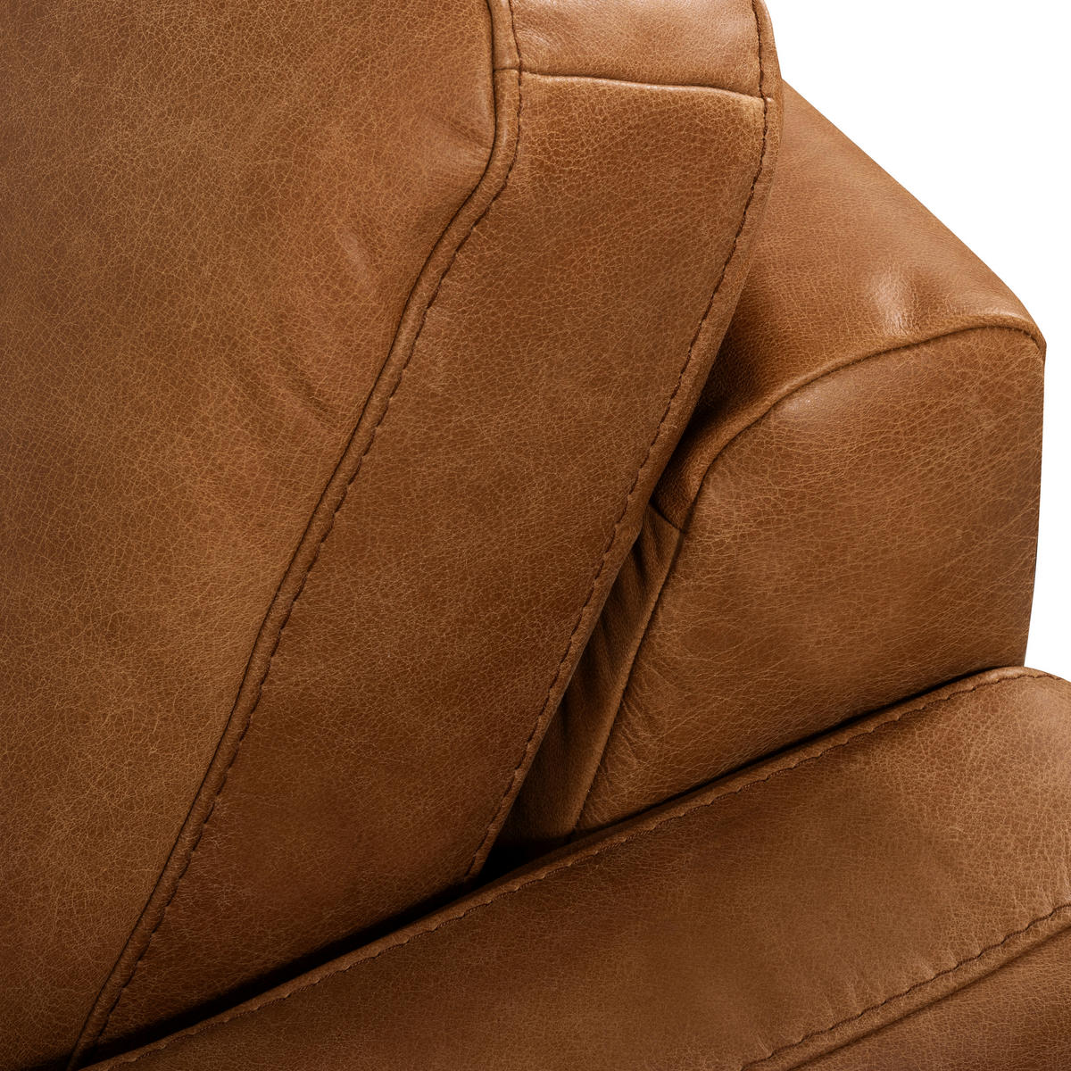 3,5-SITZER SPRING Echtleder Cognac  - Cognac/Schwarzchrom, Design, Leder/Metall (207/85/92cm) - Livetastic