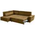 ECKSOFA in Samt Braun, Gelb  - Chromfarben/Gelb, KONVENTIONELL, Textil/Metall (206/271cm) - Carryhome