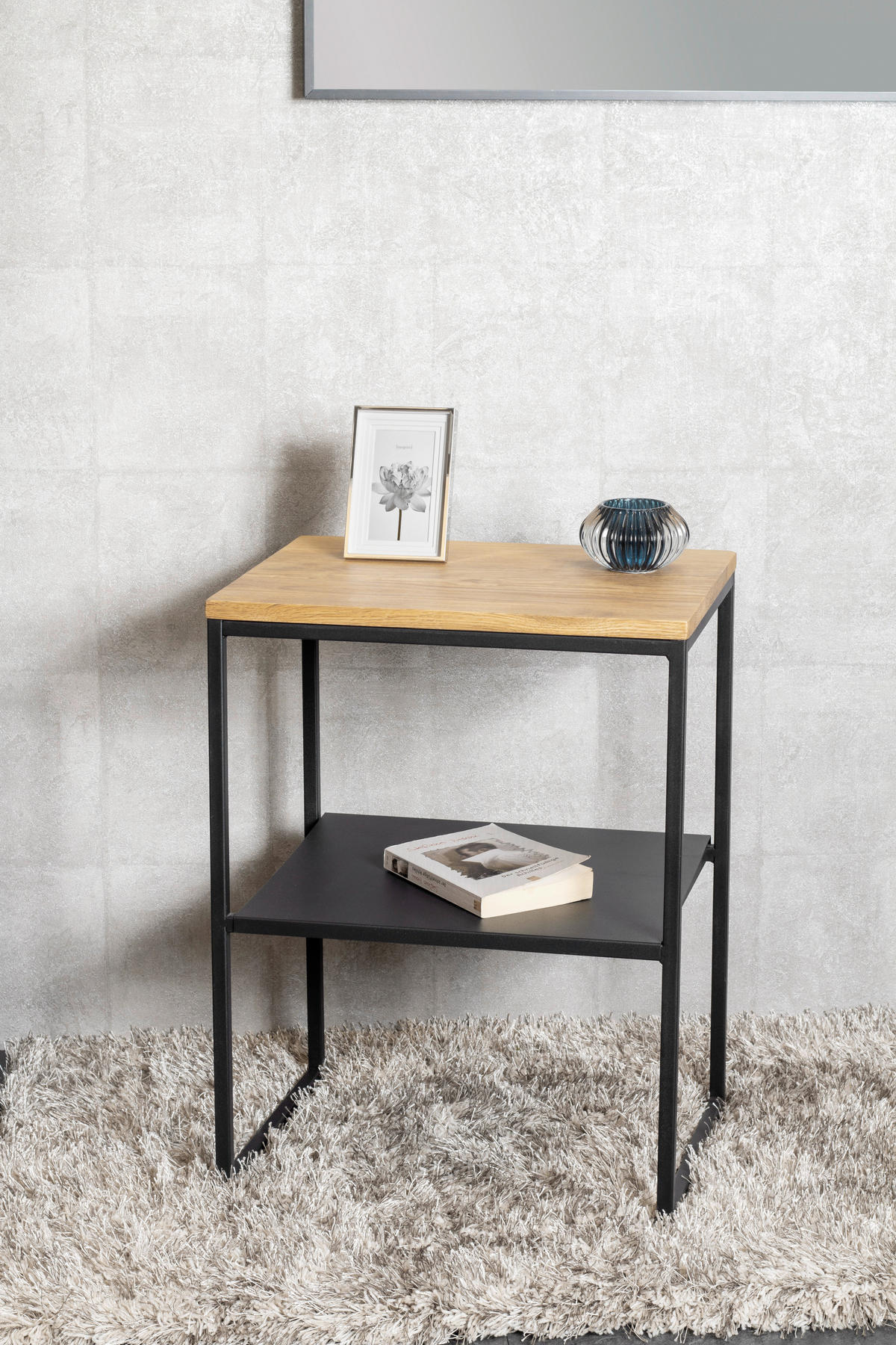 BEISTELLTISCH in Holz, Metall 45/35/35 cm  - Eichefarben/Schwarz, Design, Holz/Metall (45/35/35cm)