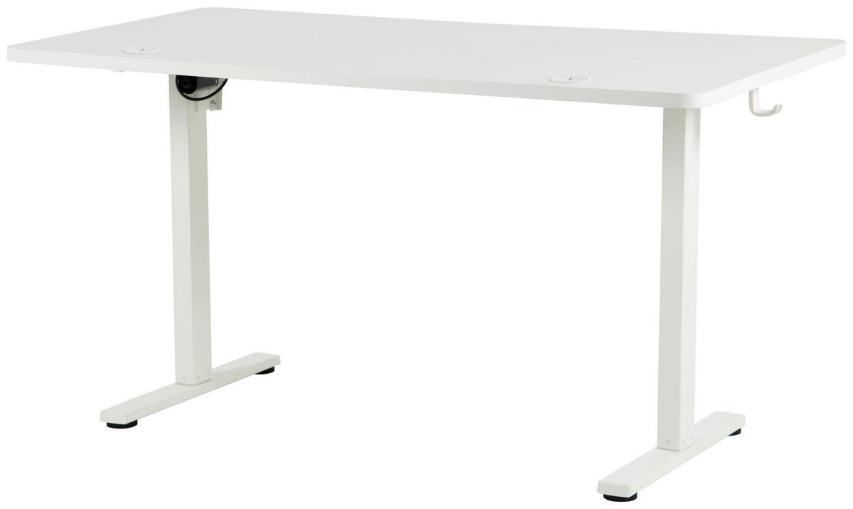 SCHREIBTISCH 140/70/72/118 cm Weiss höhenverstellbar elektrisch höhenverstellbar  - Weiss, Modern, Holzwerkstoff/Metall (140/70/72/118cm) - Livetastic