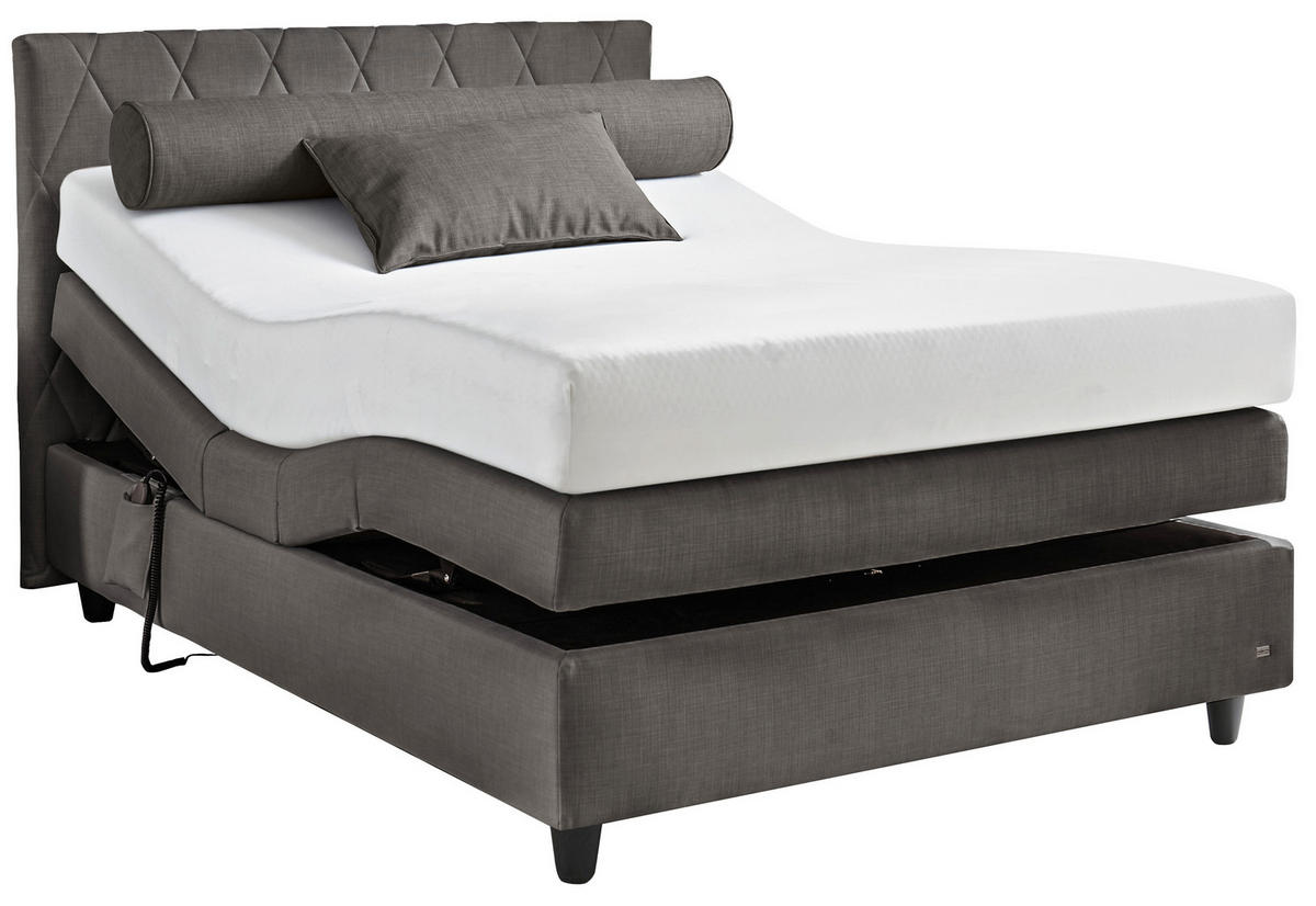 BOXSPRINGBETT 140/200 cm  in Dunkelgrau  - Dunkelgrau/Schwarz, KONVENTIONELL, Kunststoff/Textil (140/200cm) - RUF Betten