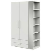 KLEIDERSCHRANK in Weiss  - Weiss/Edelstahlfarben, Design, Holzwerkstoff/Metall (126,3/213,6/59,3cm) - Cantus