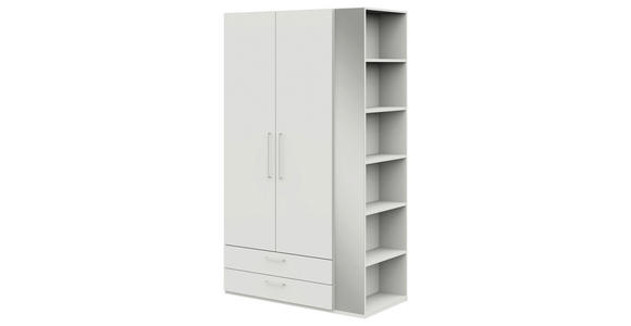 KLEIDERSCHRANK in Weiß - Edelstahlfarben/Weiß, Design, Holzwerkstoff/Metall (126,3/213,6/59,3cm) - Cantus