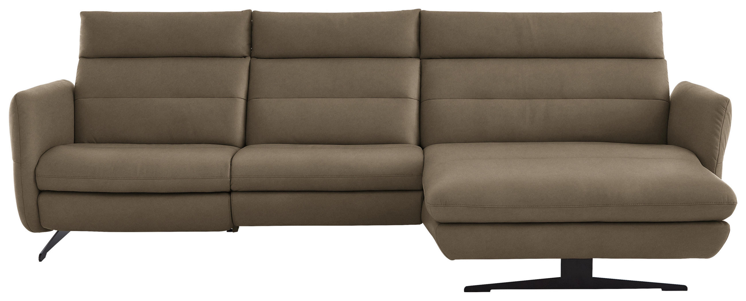 ECKSOFA in Echtleder Hellbraun  - Hellbraun/Schwarz, Design, Leder/Metall (300/157cm) - Dieter Knoll