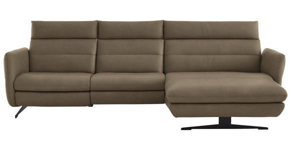 ECKSOFA  in Echtleder Hellbraun  300/157 cm  - Hellbraun/Schwarz, Design, Leder/Metall (300/157cm) - Dieter Knoll