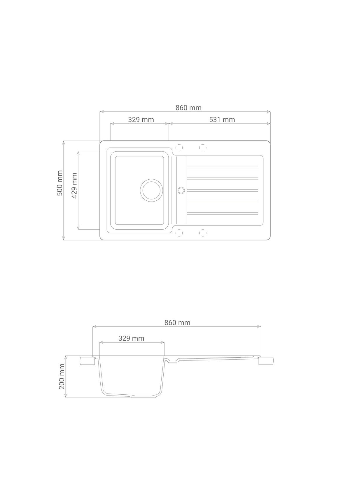 SPÜLE AUSTIN86X50W  - Weiß, Design, Stein (86/21/50cm) - Respekta