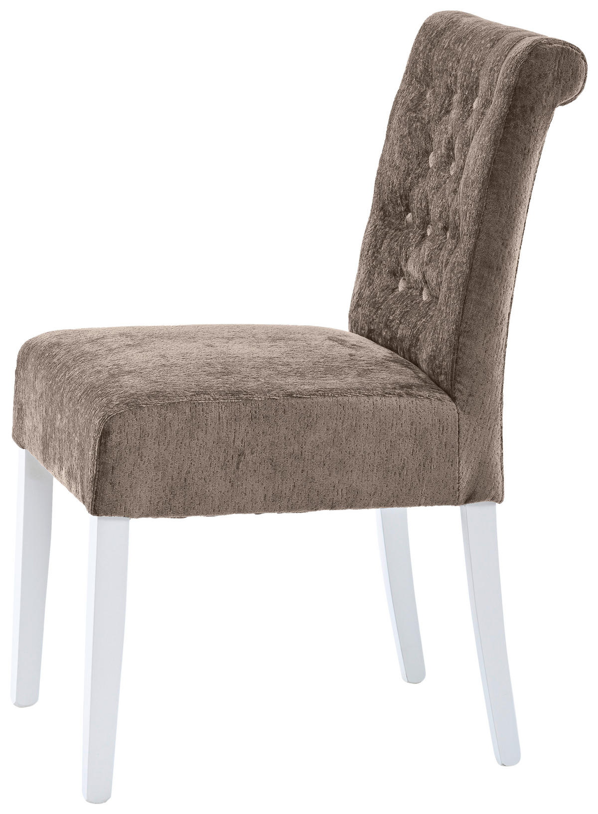 STUHL Chenille Taupe Buche massiv  - Taupe/Weiß, KONVENTIONELL, Holz/Textil (46,5/91/65cm) - Cantus