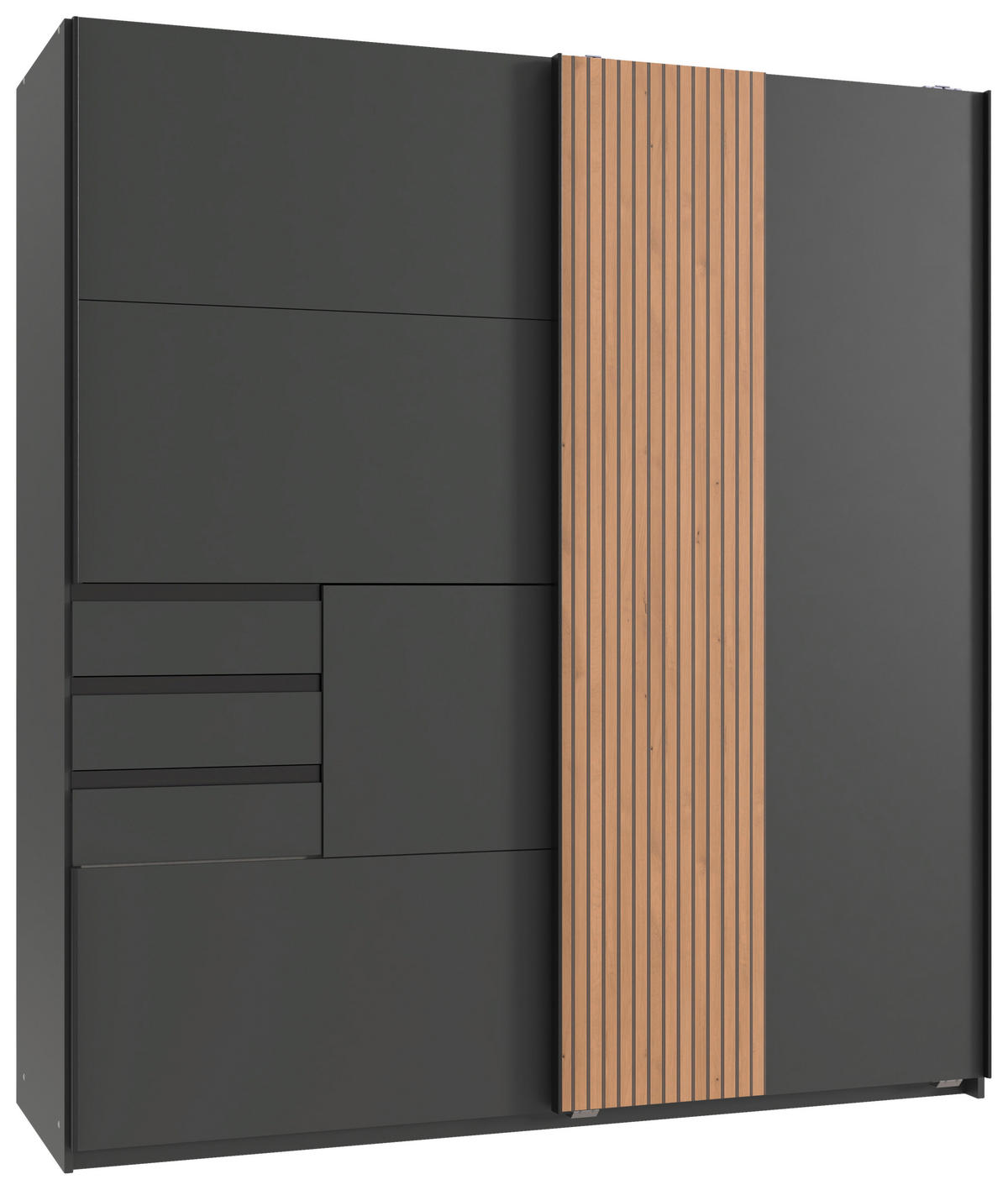 SKRIŇA S POS. DVER. – HOR.VED, grafitová, dub artisan, 180/198/65 cm - čierna/grafitová, Modern, kov/kompozitné drevo (180/198/65cm) - MID.YOU