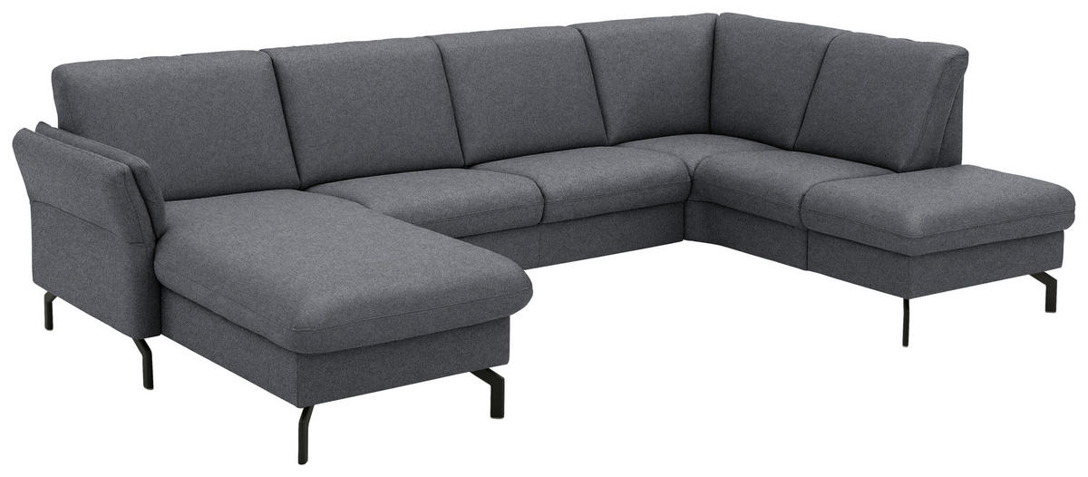 WOHNLANDSCHAFT  in Flachgewebe Anthrazit  - Anthrazit/Schwarz, KONVENTIONELL, Textil/Metall (170/307/190cm) - Beldomo Comfort