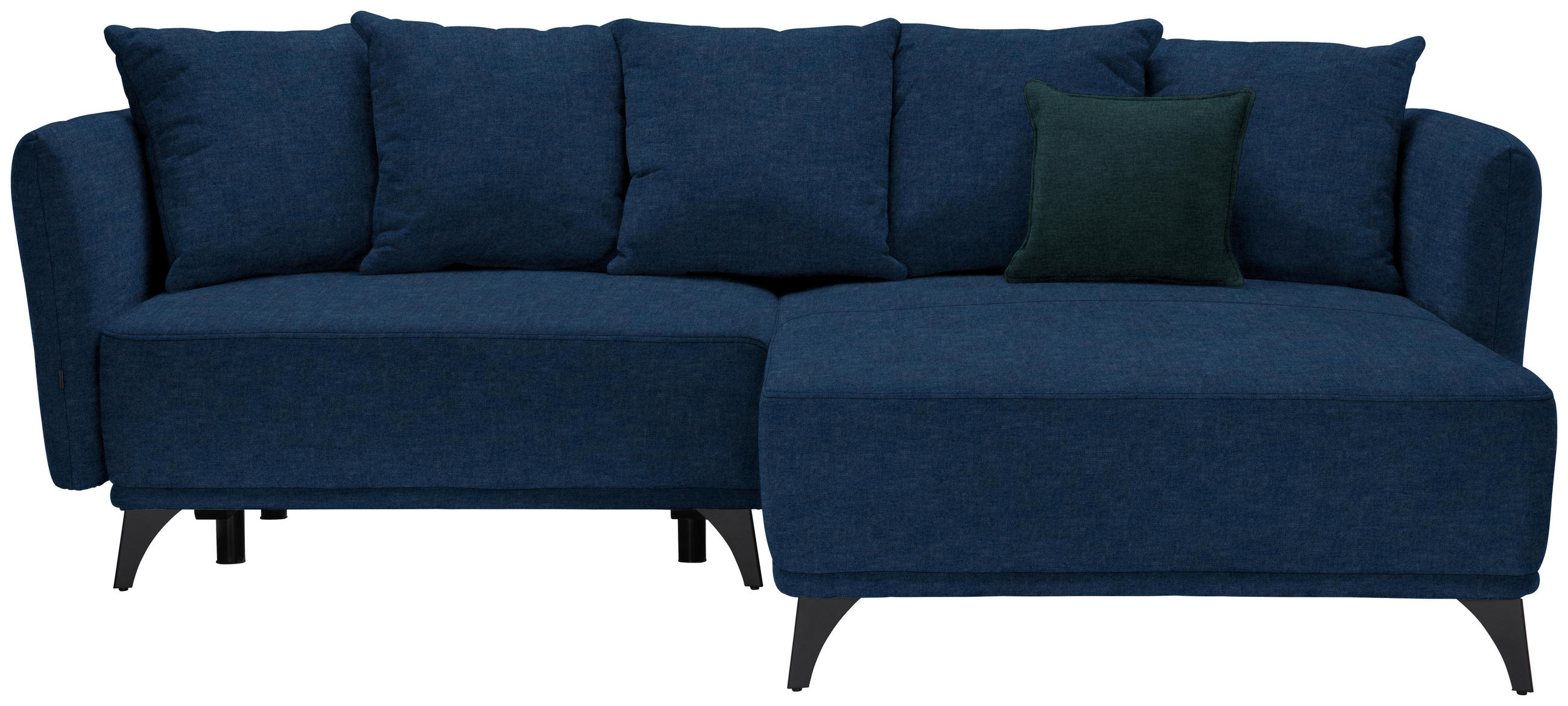 ECKSOFA in Chenille Blau  255/172 cm  - Blau/Dunkelgrün, LIFESTYLE, Textil/Metall (255/172cm) - Carryhome