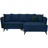 ECKSOFA in Chenille Blau  255/172 cm  - Blau/Dunkelgrün, LIFESTYLE, Textil/Metall (255/172cm) - Carryhome