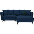 ECKSOFA in Chenille Blau  - Blau/Dunkelgrün, LIFESTYLE, Textil/Metall (255/172cm) - Carryhome