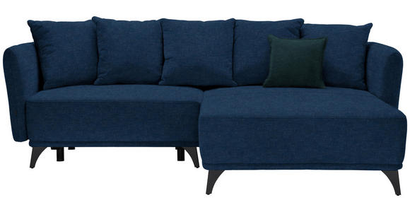 ECKSOFA in Chenille Blau  - Blau/Dunkelgrün, LIFESTYLE, Textil/Metall (255/172cm) - Carryhome