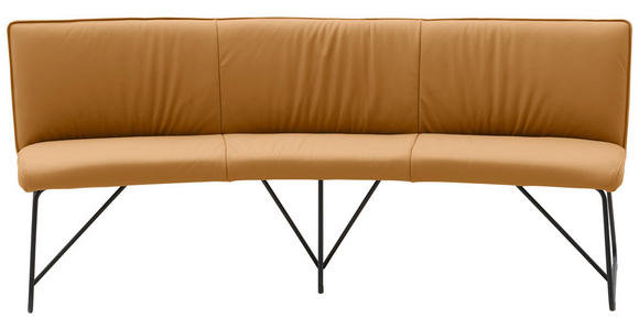 SITZBANK 201/86/64 cm Echtleder Cognac Metall  - Cognac/Anthrazit, Design, Leder/Metall (201/86/64cm) - Valnatura