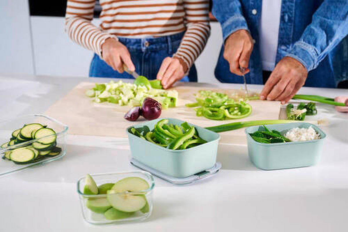 FRISCHHALTEDOSE Easyclip 1 L  - Klar/Salbeigrün, Basics, Kunststoff (13,9/7,0/19,8cm) - Mepal